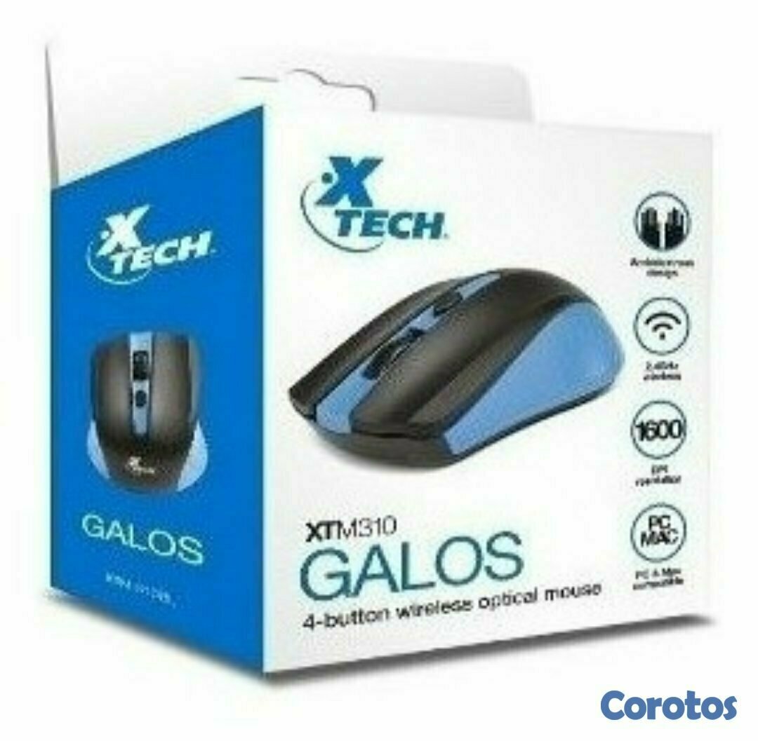 computadoras y laptops - MOUSE XTECH  INALAMBRICO ,WIRELESS, 1600DPI, 4 BOTONES, AZUL 2