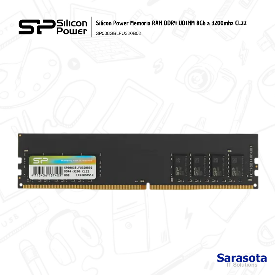 accesorios para electronica - Silicon Power Memoria RAM DDR4 UDIMM 8Gb a 3200mhz 1