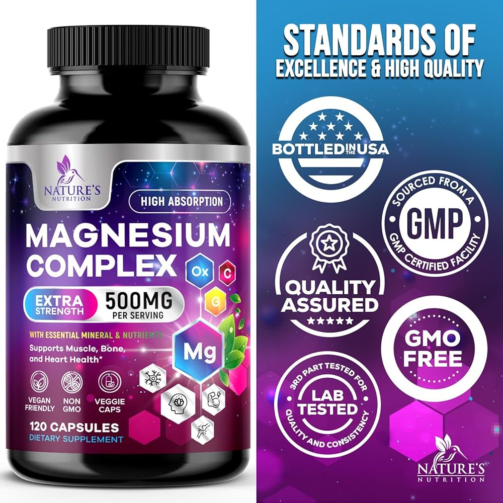 Salud y Equipamiento Médico - Complejo De Magnesio 500 Mg Con Glicinato, Malato, Citrato, 3