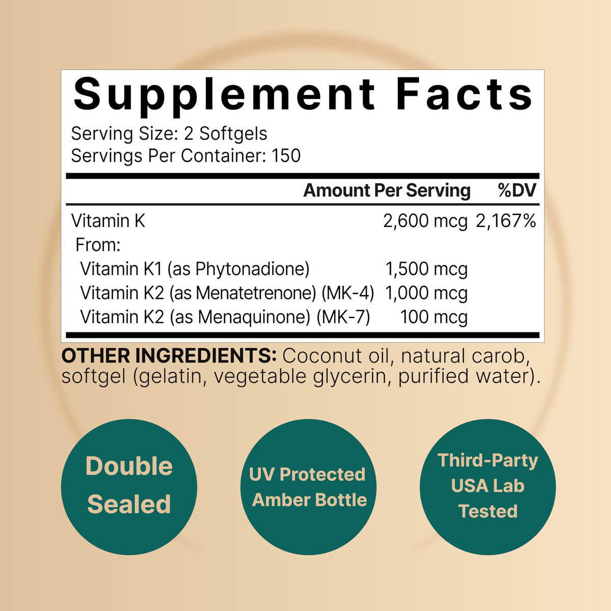 Salud y Equipamiento Médico - Complejo De Vitamina K Naturebell, K1 + K2 (mk-7 Y Mk-4) 2,6 1