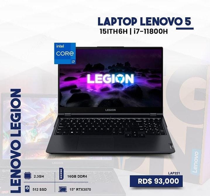 computadoras y laptops - LAPTOP LENOVO 5 15ITH6H i7-11800H 2.3GH 16GB DDR4  0