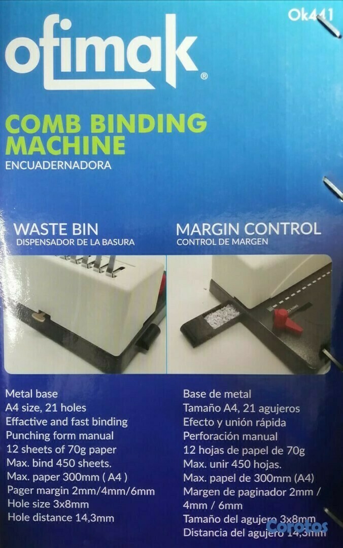 impresoras y scanners - ENCUADERNADORA DE ESPIRAL 12 HOJAS A LA VEZ OFIMAX
TAMAÑO A4 2