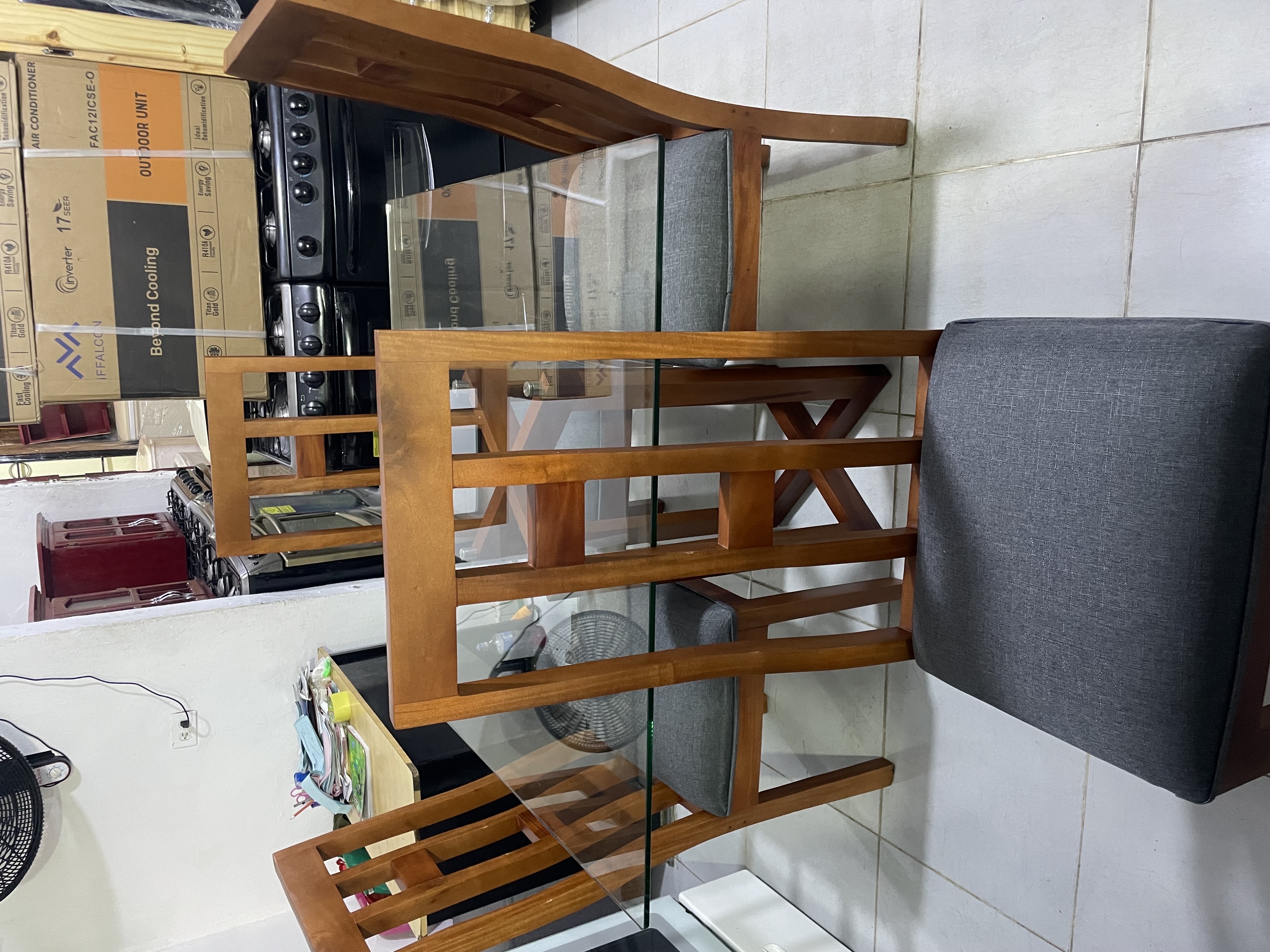 muebles y colchones - oferta de comedor de 4 sillas en caoba criolla con garantía  5