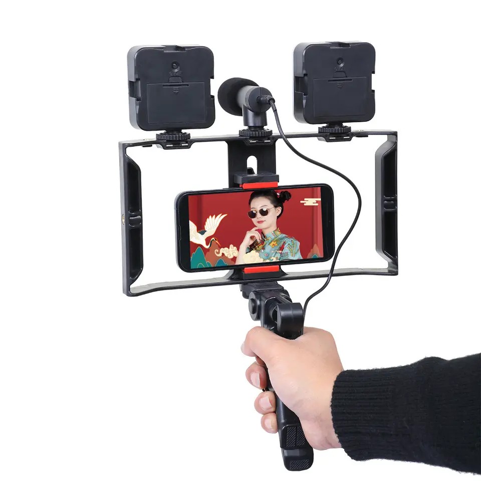 equipos profesionales - Vloging Kit para grabar videos deportes actividades clases tripode doble lampara 3