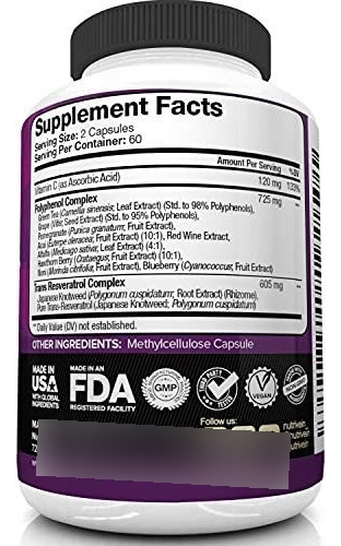 Salud y Equipamiento Médico - Resveratrol 1450mg Antioxidante Inmune Nutrivein 120 Cap 4