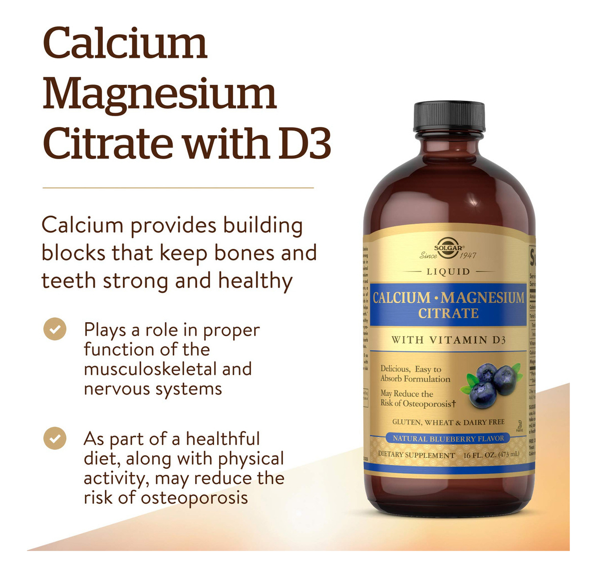 Salud y Equipamiento Médico - Solgar Citrato Liquido De Calcio Y Magnesio Con Vitamina D3 2