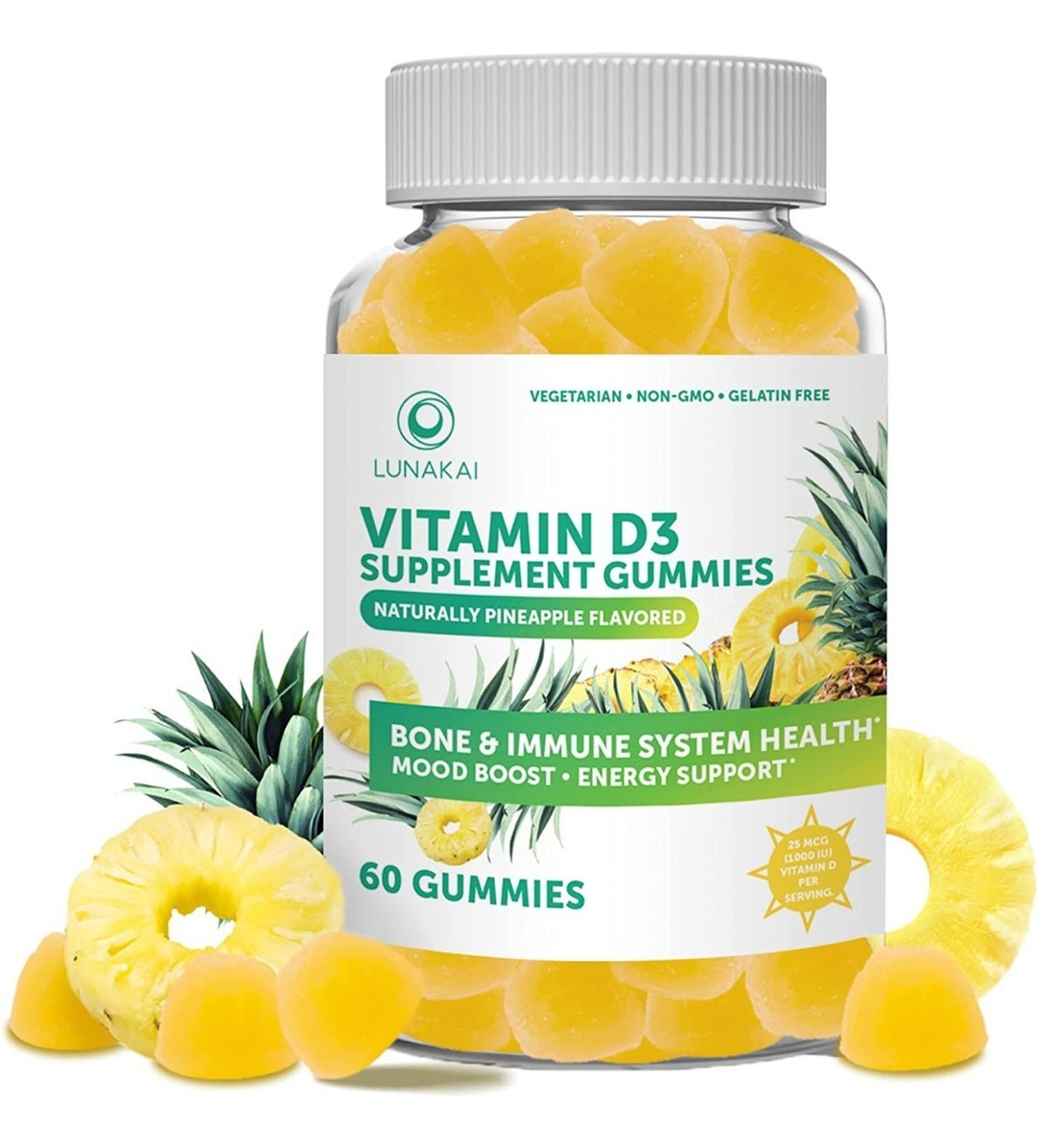 Salud y Equipamiento Médico - Vitamina D3 25mcg 60gum Lunakai - - Unidad A $5205 0
