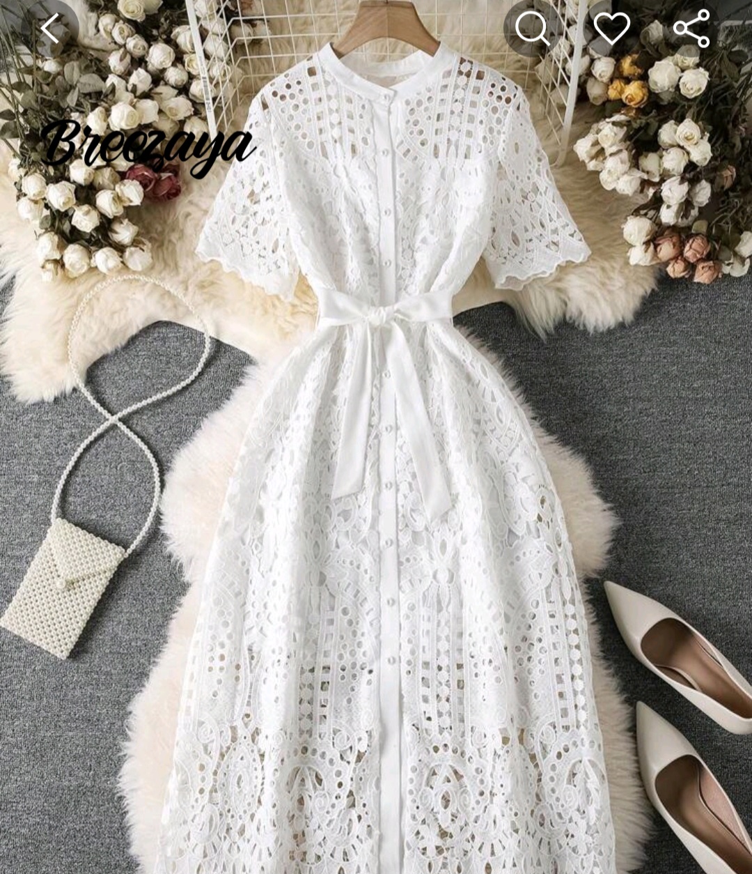 ropa para mujer - Vestido blanco largo estilo bordado 0