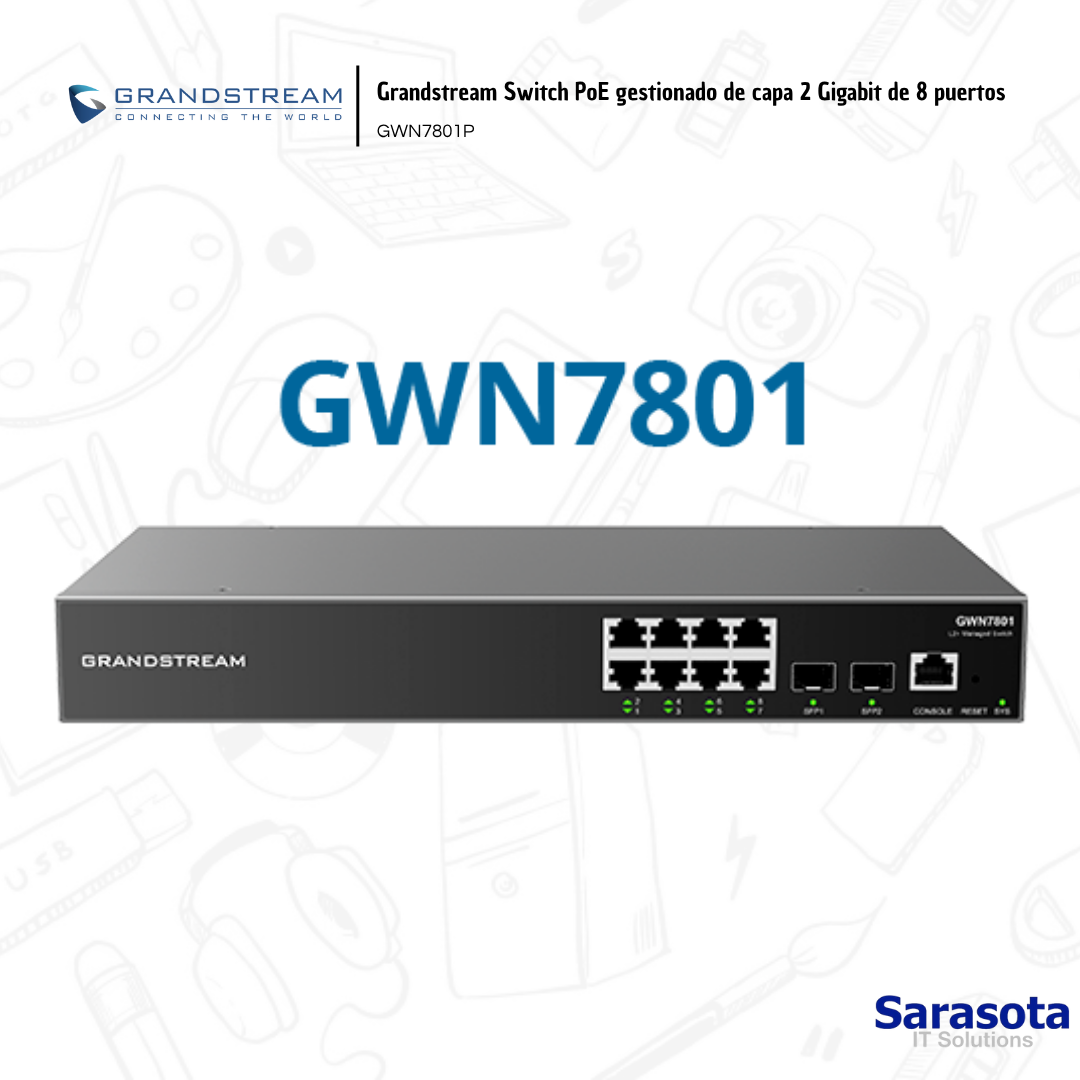 accesorios para electronica - Grandstream Switch Gigabit Poe 8 Puertos GWN7801P  2
