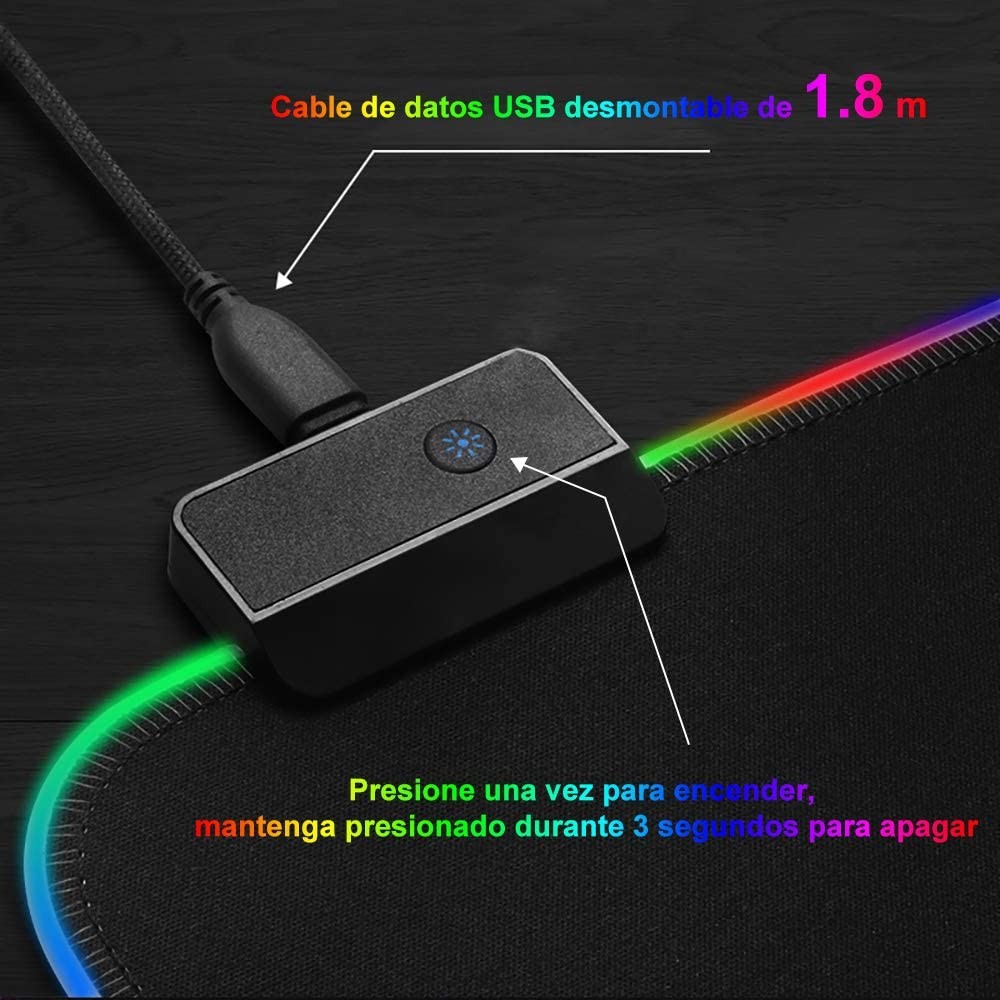 accesorios para electronica - Mousepad Gaming RGB de escritorio para Teclado y Ratón, Goma Impermeable con Bas 7