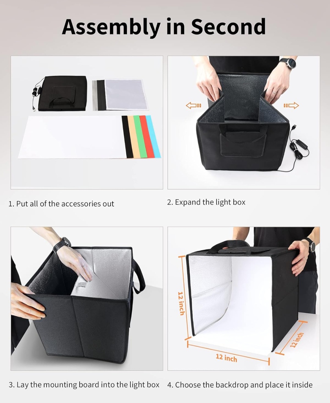 otros electronicos - Portable Photo Studio Light Box 12"×12" 1