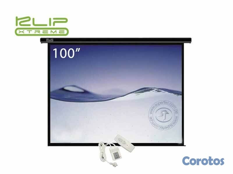 computadoras y laptops - PANTALLA KLIPX 100 PULGADAS  ELECTRICA PARA PROYECTOR BLANCA ,CONTROL REMOTO  1