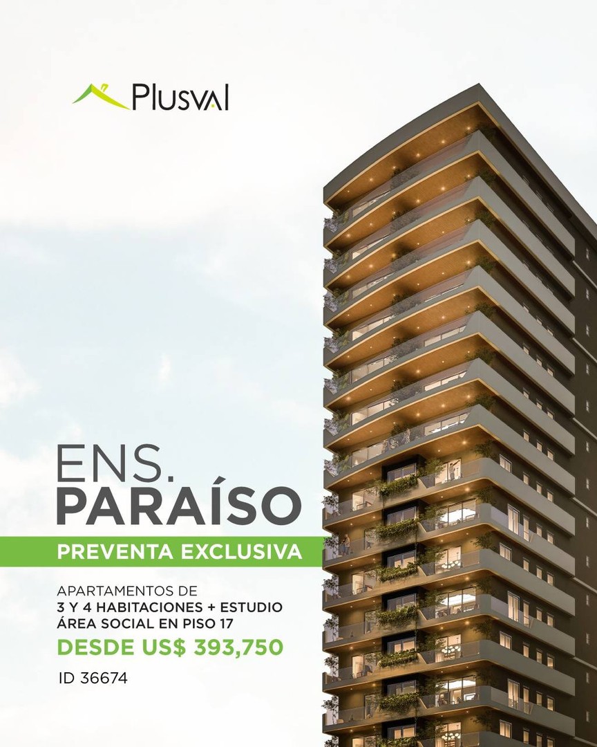 apartamentos - Apartamento en venta, Paraíso
Descubre este proyecto SOLO residencial  0