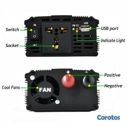 accesorios para electronica - Convertidor de voltaje 12v a 110v power inverter 3