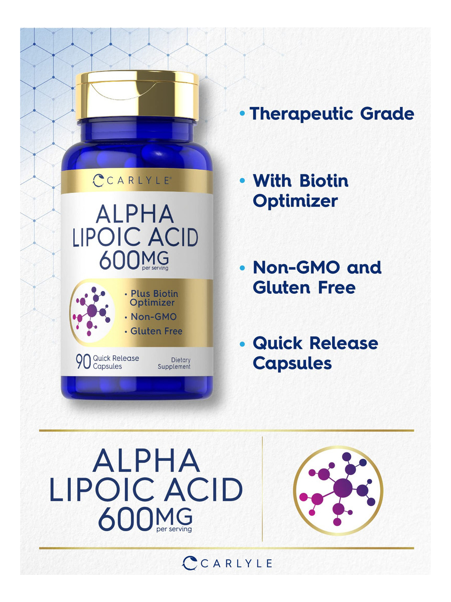 Salud y Equipamiento Médico - Acido Alfa Lipoico 600 Mg 90 Cap Carlyle 2