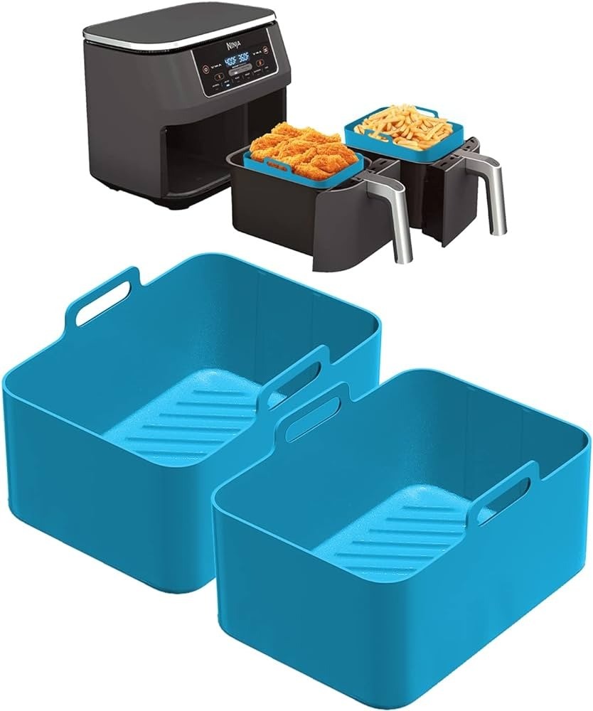 cocina - Cesta Molde de silicon cuadrado resistente al calor para freidora 4