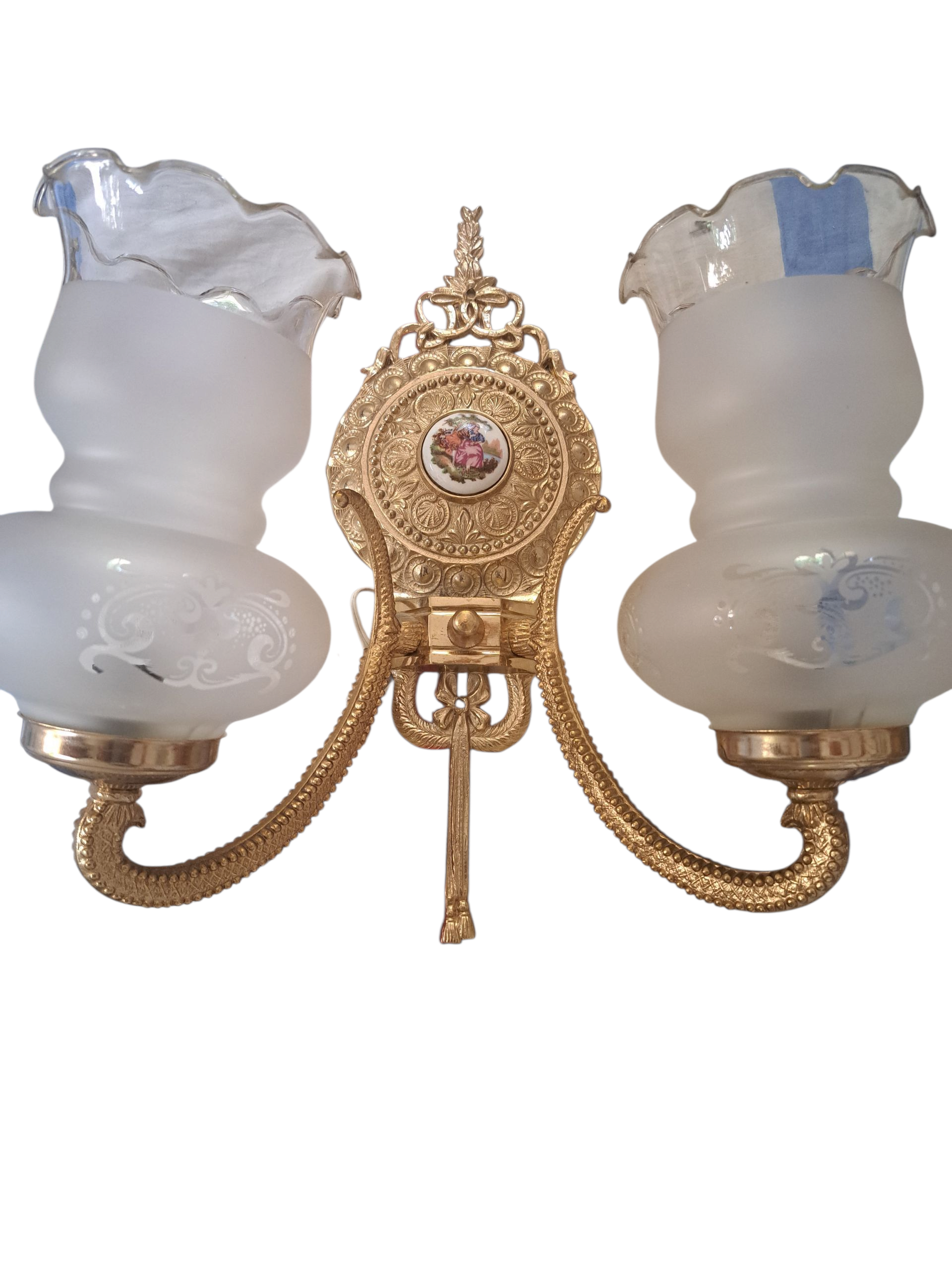 arte y antigüedades - APLIQUES DE PARED BRONCE Y PORCELANA  1