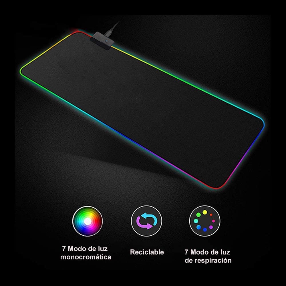accesorios para electronica - Mousepad Gaming RGB de escritorio para Teclado y Ratón, Goma Impermeable con Bas 8