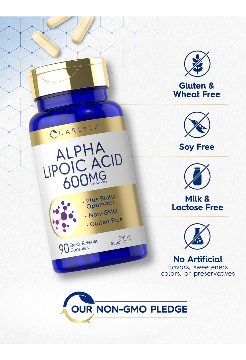 Salud y Equipamiento Médico - Acido Alfa Lipoico 600 Mg 90 Cap Carlyle 3