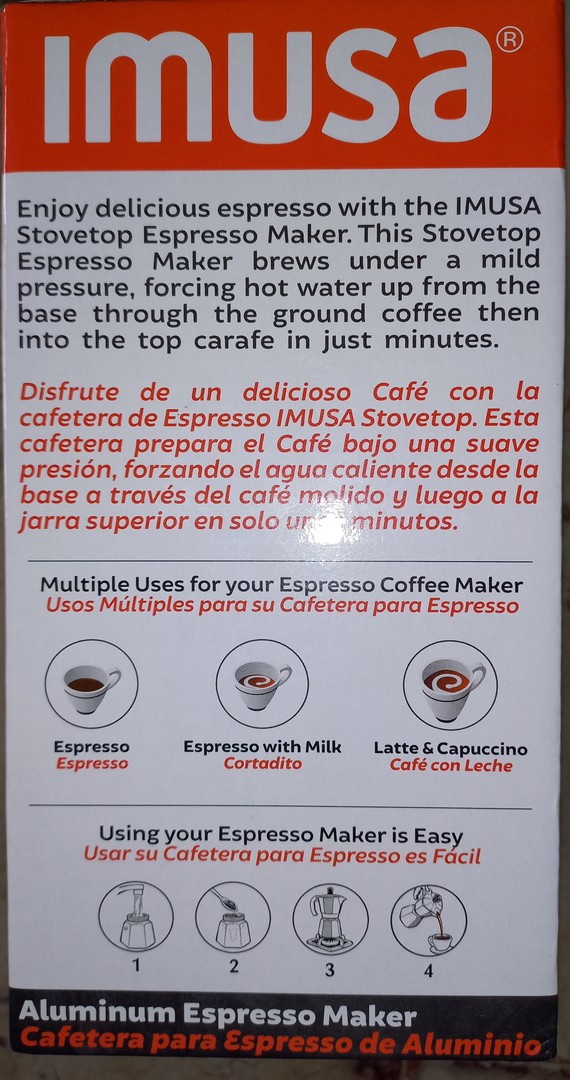 cocina - CAFETERA PARA EXPRESSO DE ALUMINIO DE 6 TAZAS IMUSA. 2