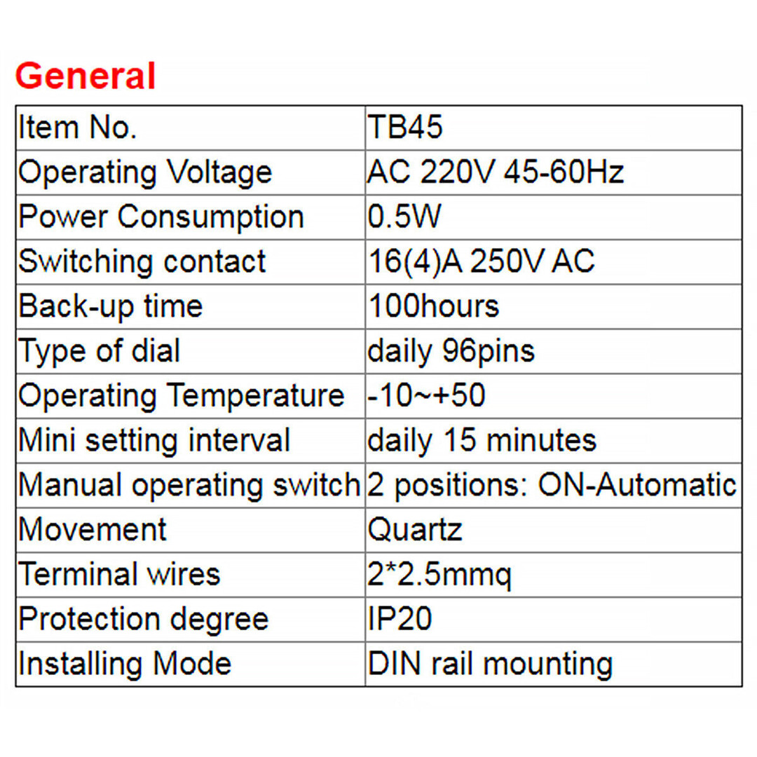 otros electronicos - Mechanical Timer relay Switch 96 times on/off Time Set Rang 15 Mins AC110-250V 7
