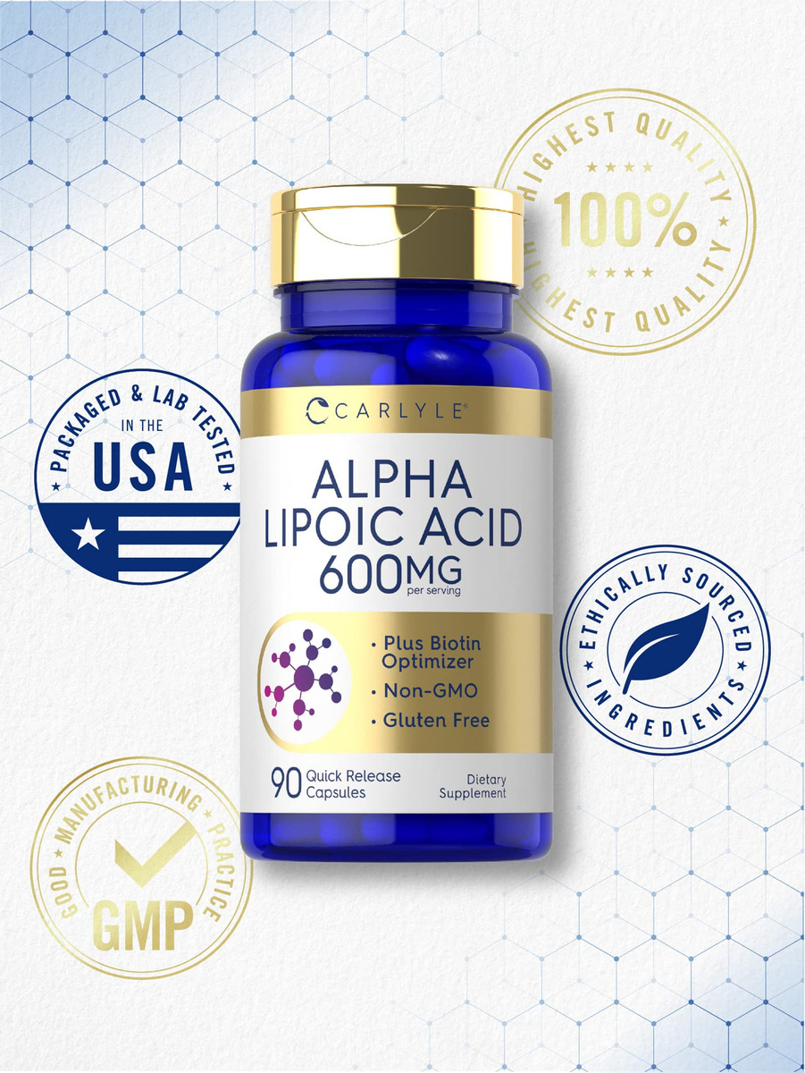 Salud y Equipamiento Médico - Acido Alfa Lipoico 600 Mg 90 Cap Carlyle 4