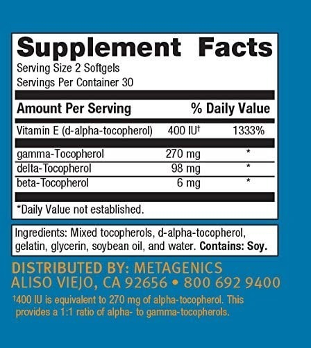Salud y Equipamiento Médico - Vitamina E 60 Cap Metagenics 1