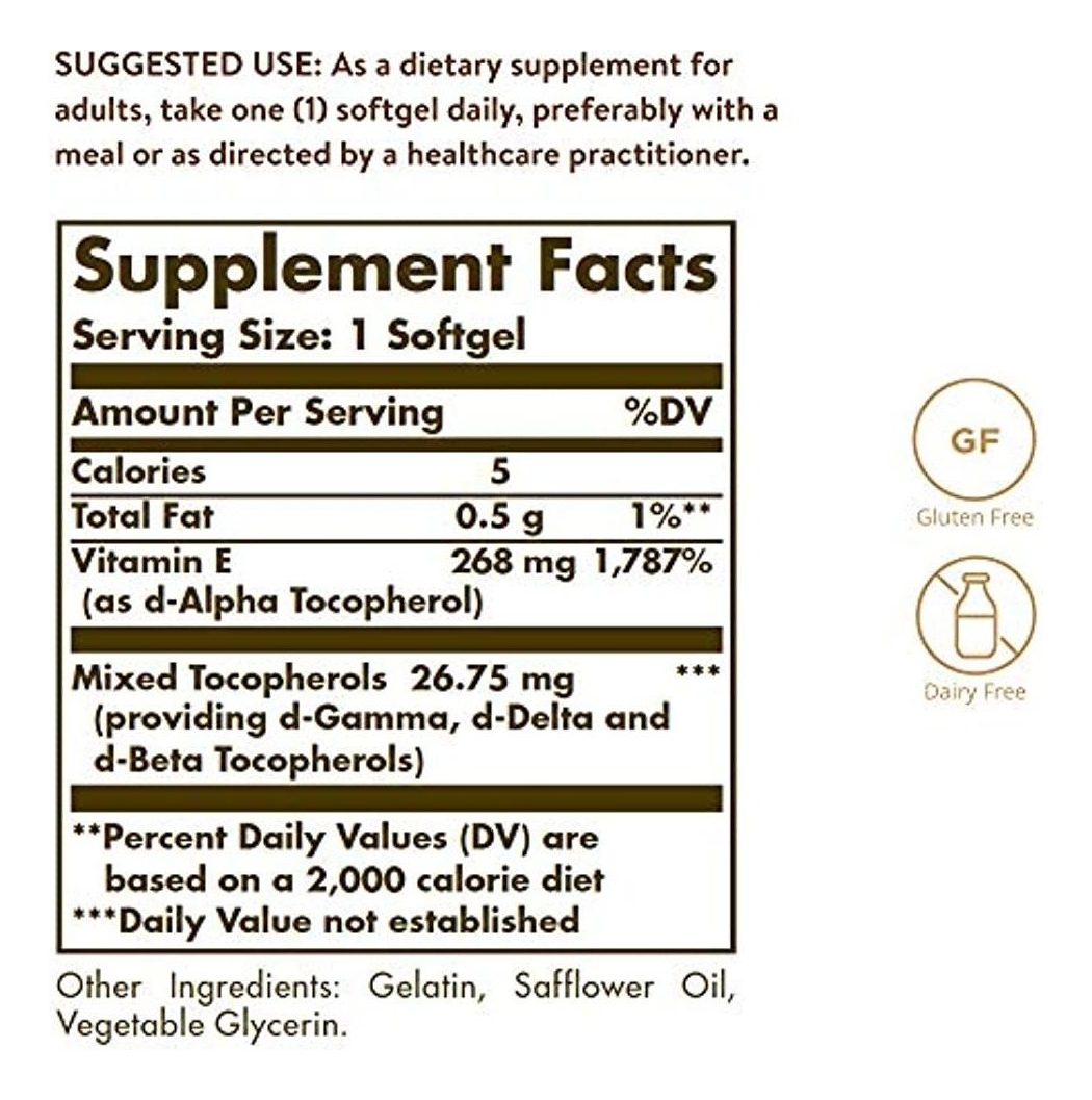 Salud y Equipamiento Médico - Vitamina E 400 Iu D-alfa-tocoferol Y Tocoferol Mixto 100 Cap 1