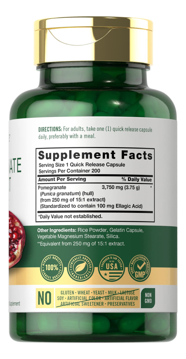Salud y Equipamiento Médico - Extracto De Granada 3750 Mg 200 Cap Horbaach 1