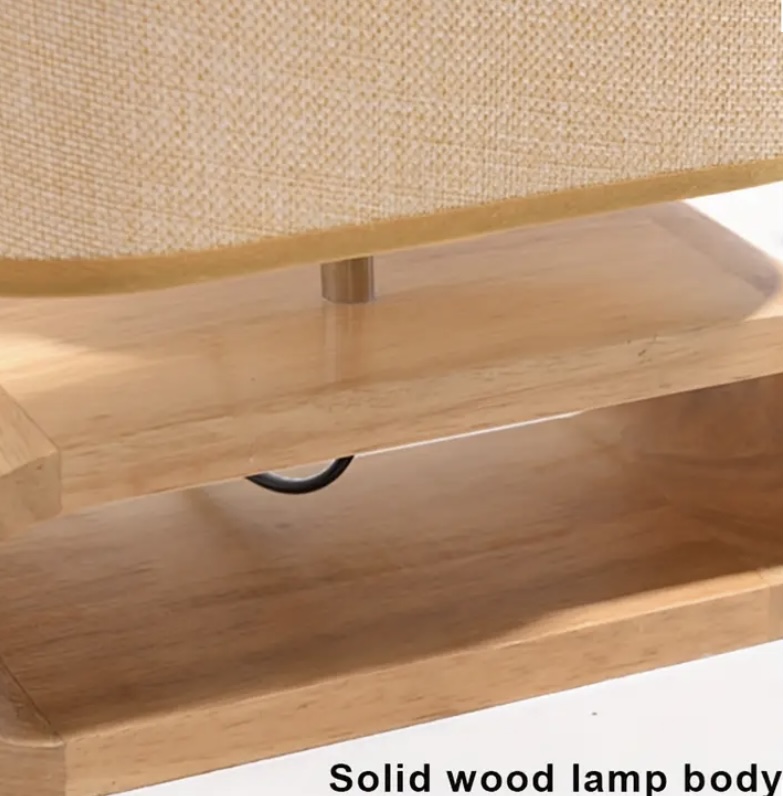decoración y accesorios - 2 Lámpara de mesa geométrica moderna con base de madera