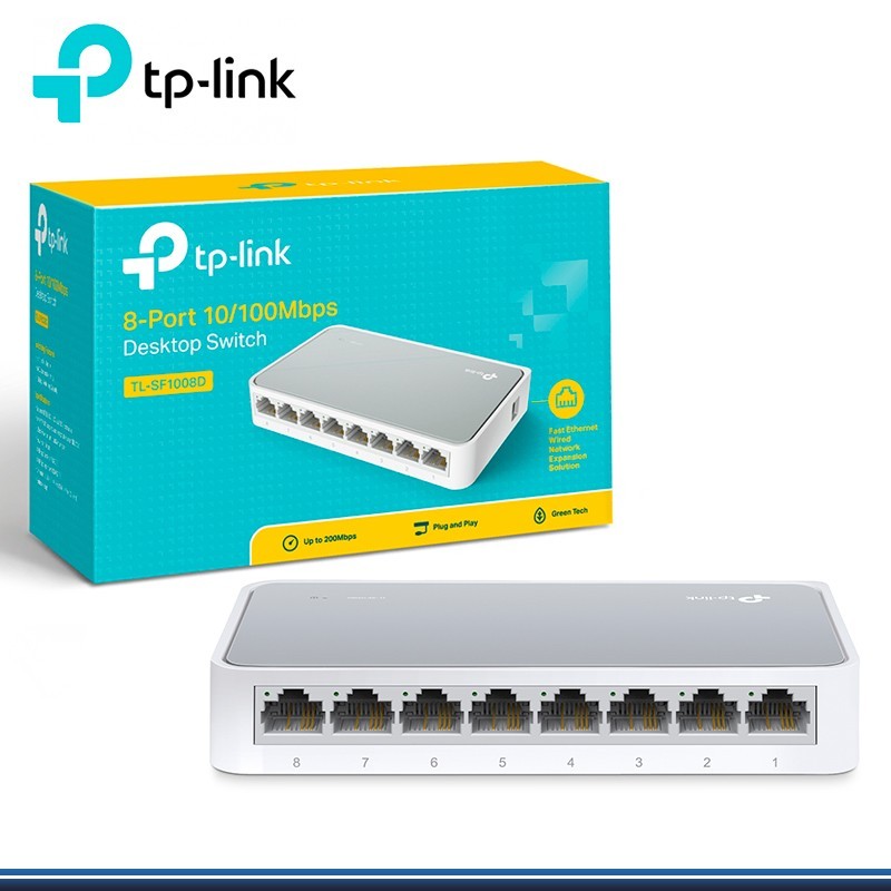 computadoras y laptops - SWITCH 8 PUERTOS TP-LINK  LS1008  NO ADMINISTRABLE/DESKTOP, 8 PUERTOS 10/100MBPS 0