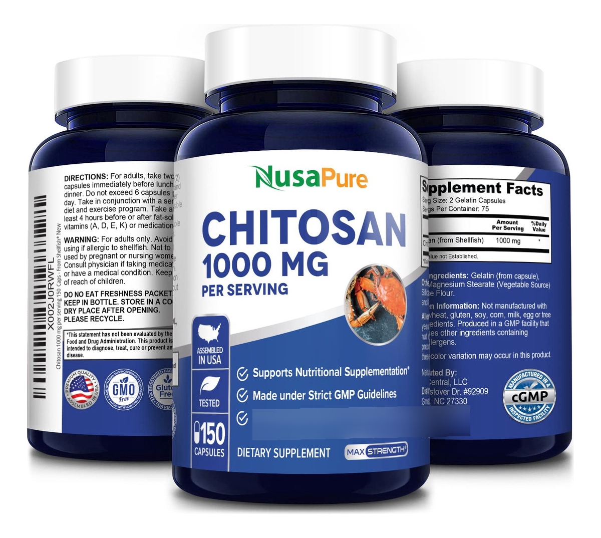 Salud y Equipamiento Médico - Chitosan 1000mg 150caps Nusapure 3