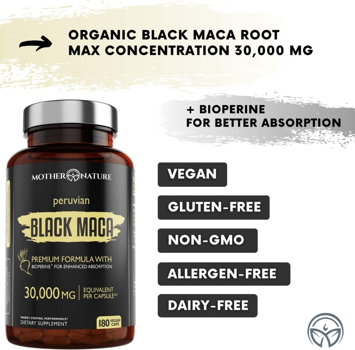 Salud y Equipamiento Médico - Maca Negra Organica 30.000 Mg Hombres Y Mujeres 180 Cap 5