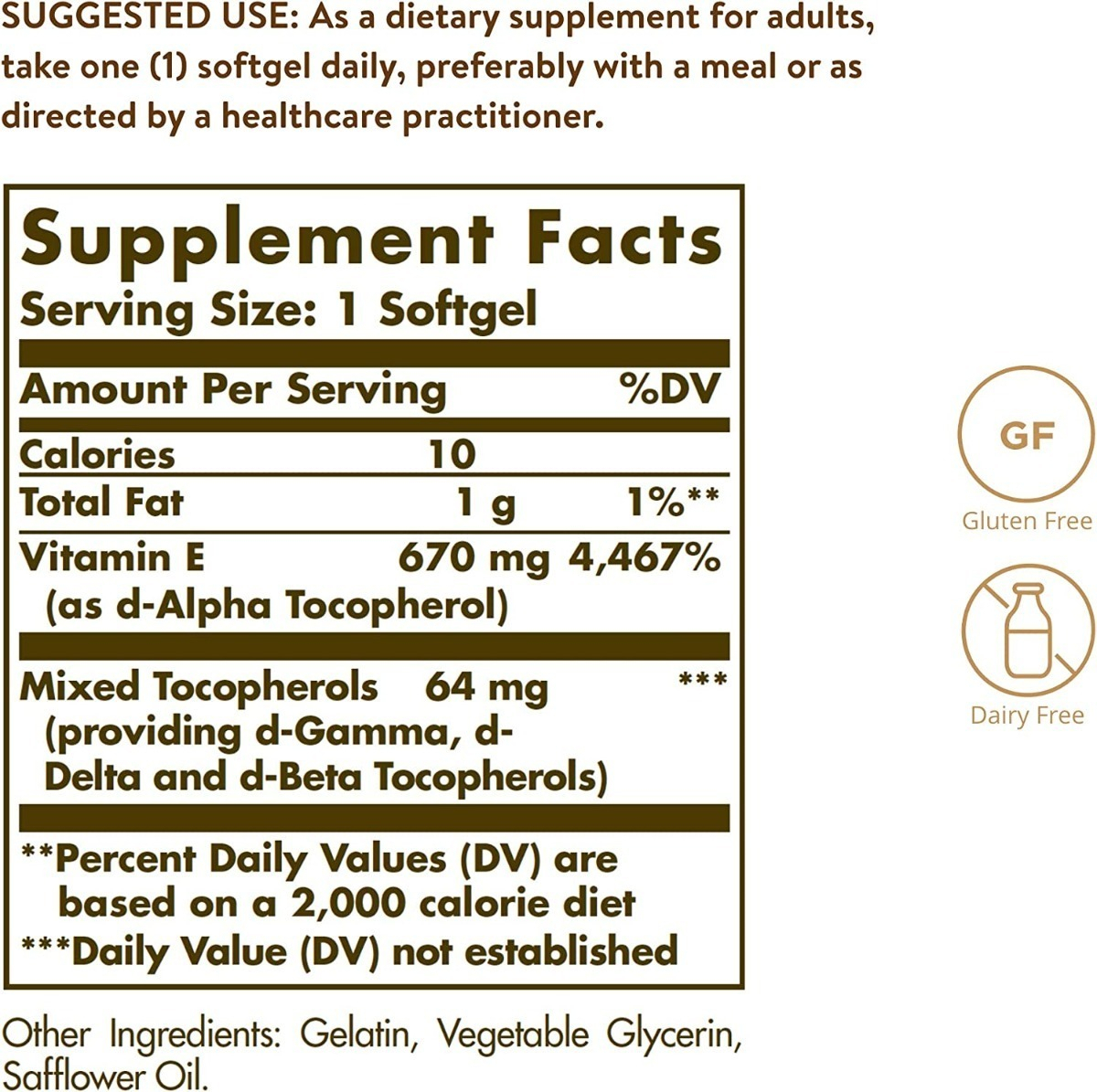 Salud y Equipamiento Médico - Vitamina E 670 Mg 180cap Solgar - - Unidad A $2066 1