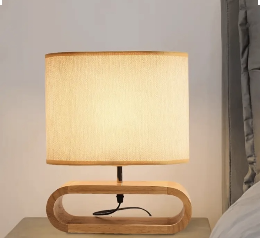 decoración y accesorios - 2 Lámpara de mesa geométrica moderna con base de madera 1