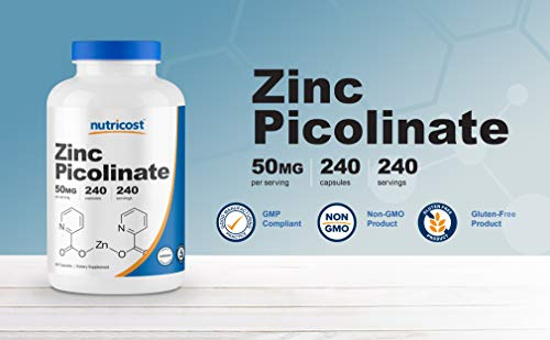 Salud y Equipamiento Médico - Nutricost Zinc Picolinato 50 Mg, 240 Capsulas Vegetarianas - 3