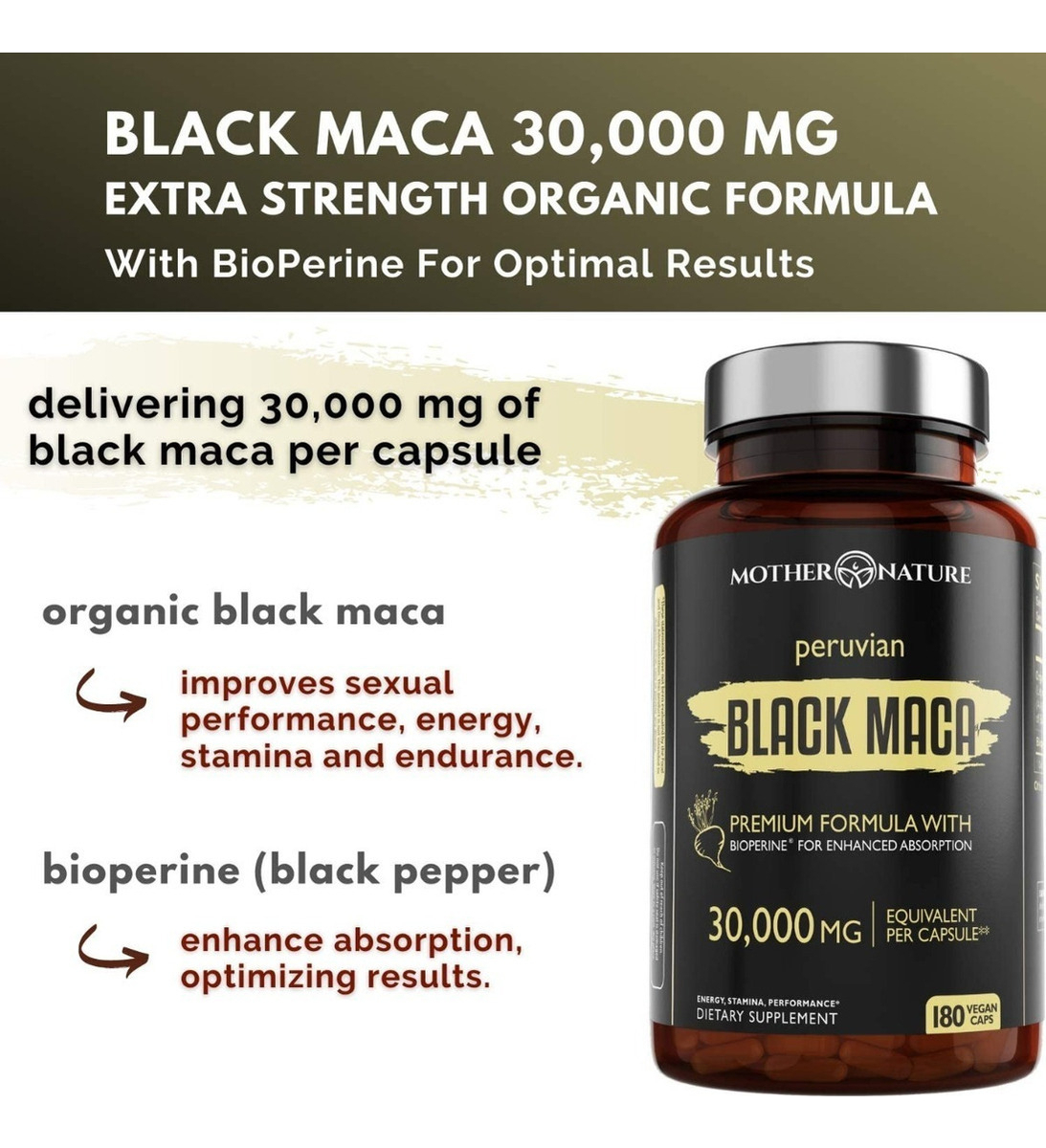 Salud y Equipamiento Médico - Maca Negra Organica 30.000 Mg Hombres Y Mujeres 180 Cap 6