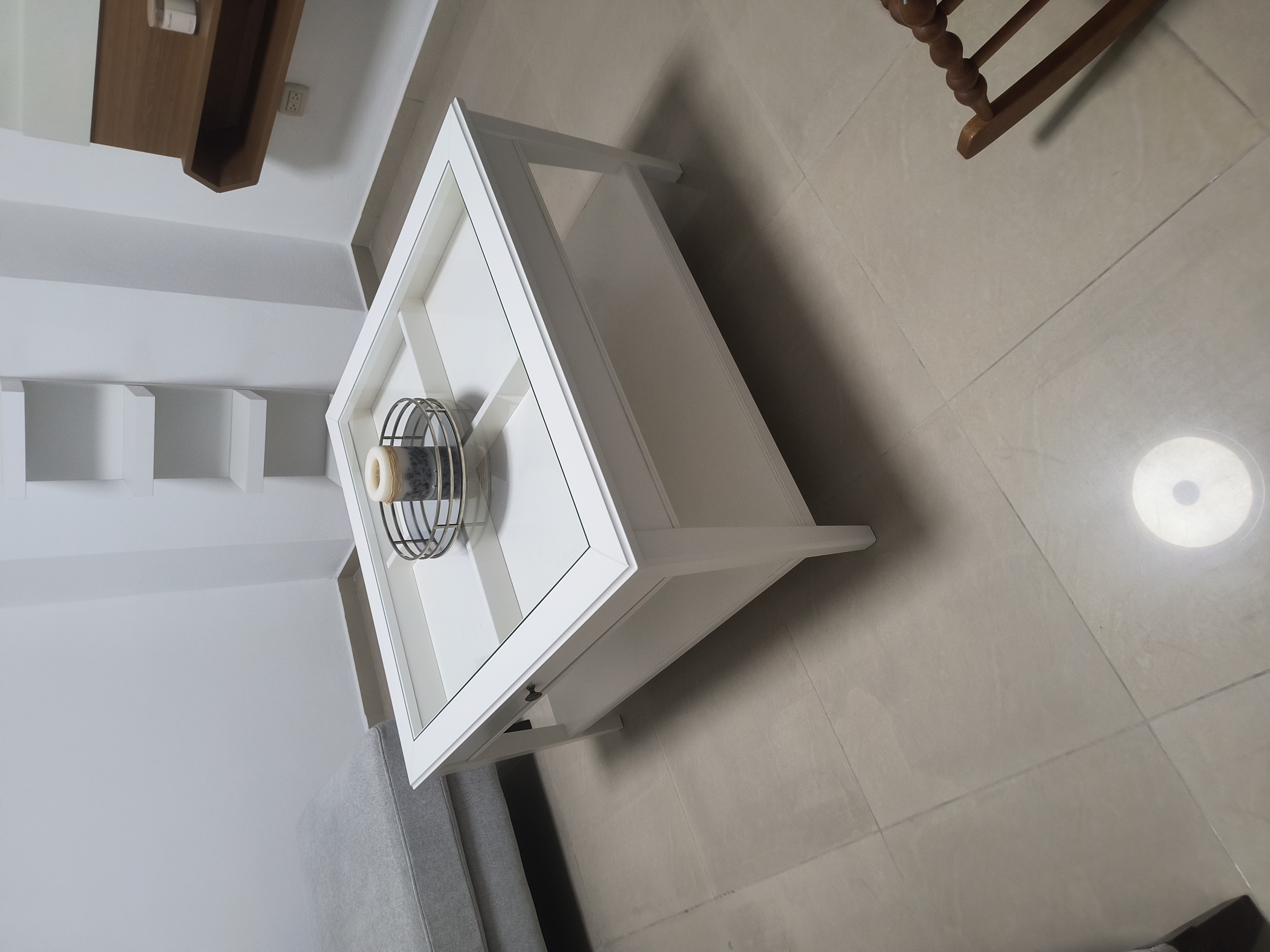muebles y colchones - Mesa de centro color blanco con gavetas y cristal. 4