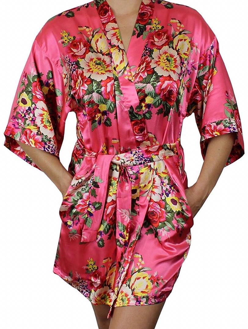 ropa para mujer - Bata para baño de seda satinada, tipo kimono 3