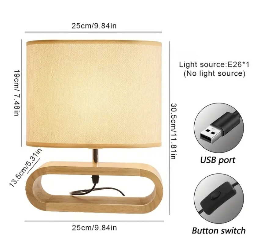 decoración y accesorios - 2 Lámpara de mesa geométrica moderna con base de madera 2