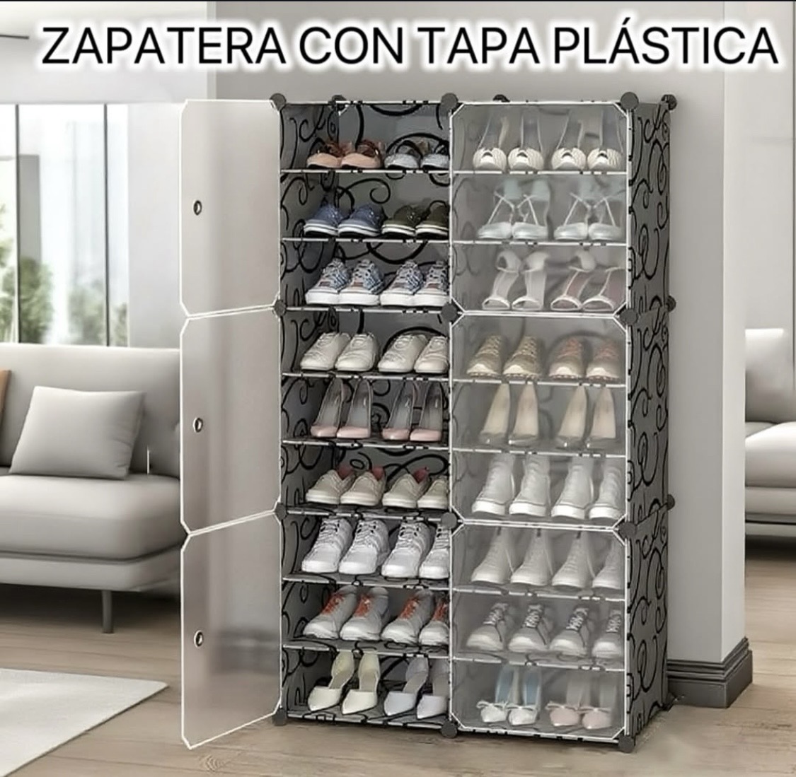 electrodomesticos - Zapatera plástica sintética de 9 niveles con capacidad para 36 pares de calzados 0
