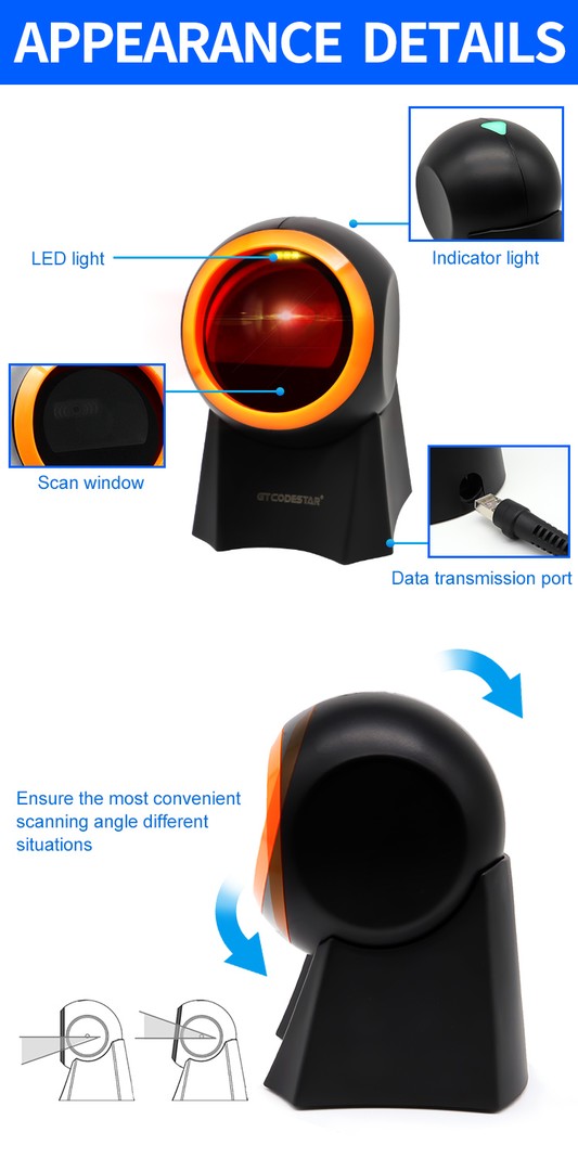 equipos profesionales - Lector de Codigo de Barras 2D estandar Escaner de Codigos escritorio Desktop 2