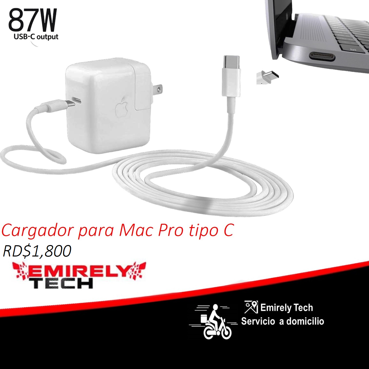 equipos profesionales - Cargador para Macbook Pro Apple USB Tipo C 85Watts 0