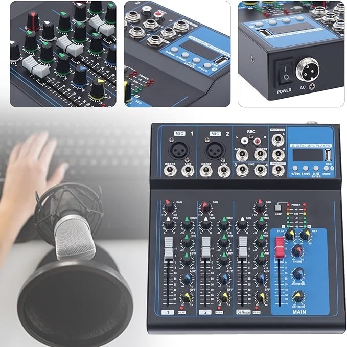 camaras y audio - MEZCLADORA DE SONIDO MIXEL 4 CANALES SQ-04 3