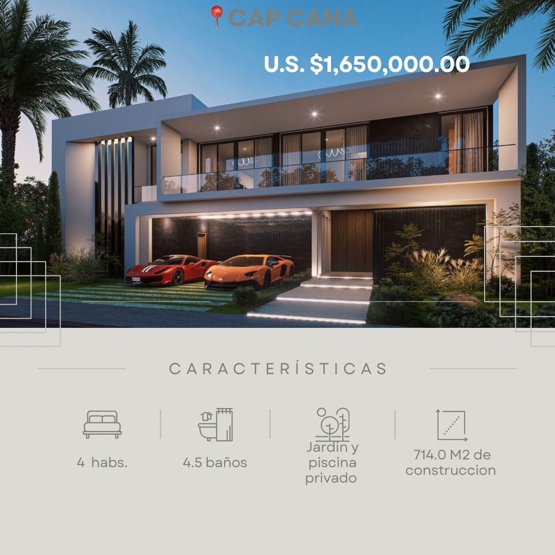 casas vacacionales y villas - Proyecto Residencial de Modernas y Lujosas Villas en CAP CANA PUNTA CANA  0