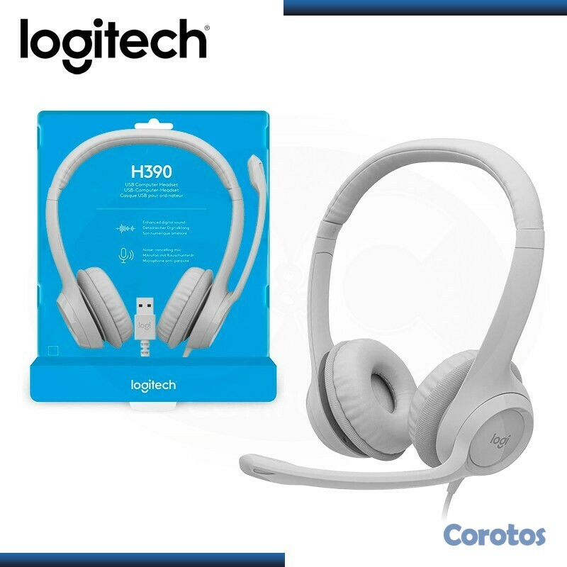 computadoras y laptops - AUDIFONO CON MICROFONO LOGITECH H390 PC BLANCO, INTERNET CLEAR CHAT CONFORT USB, 1