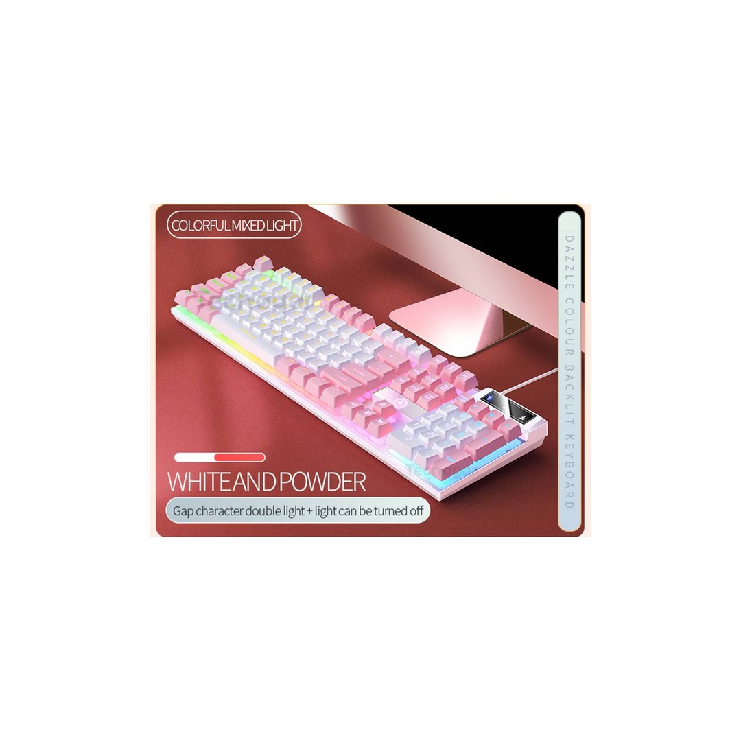 accesorios para electronica - Kit Teclado y Mouse Gamer Rosado Retroiluminado con Luces Led RGB para PC 2