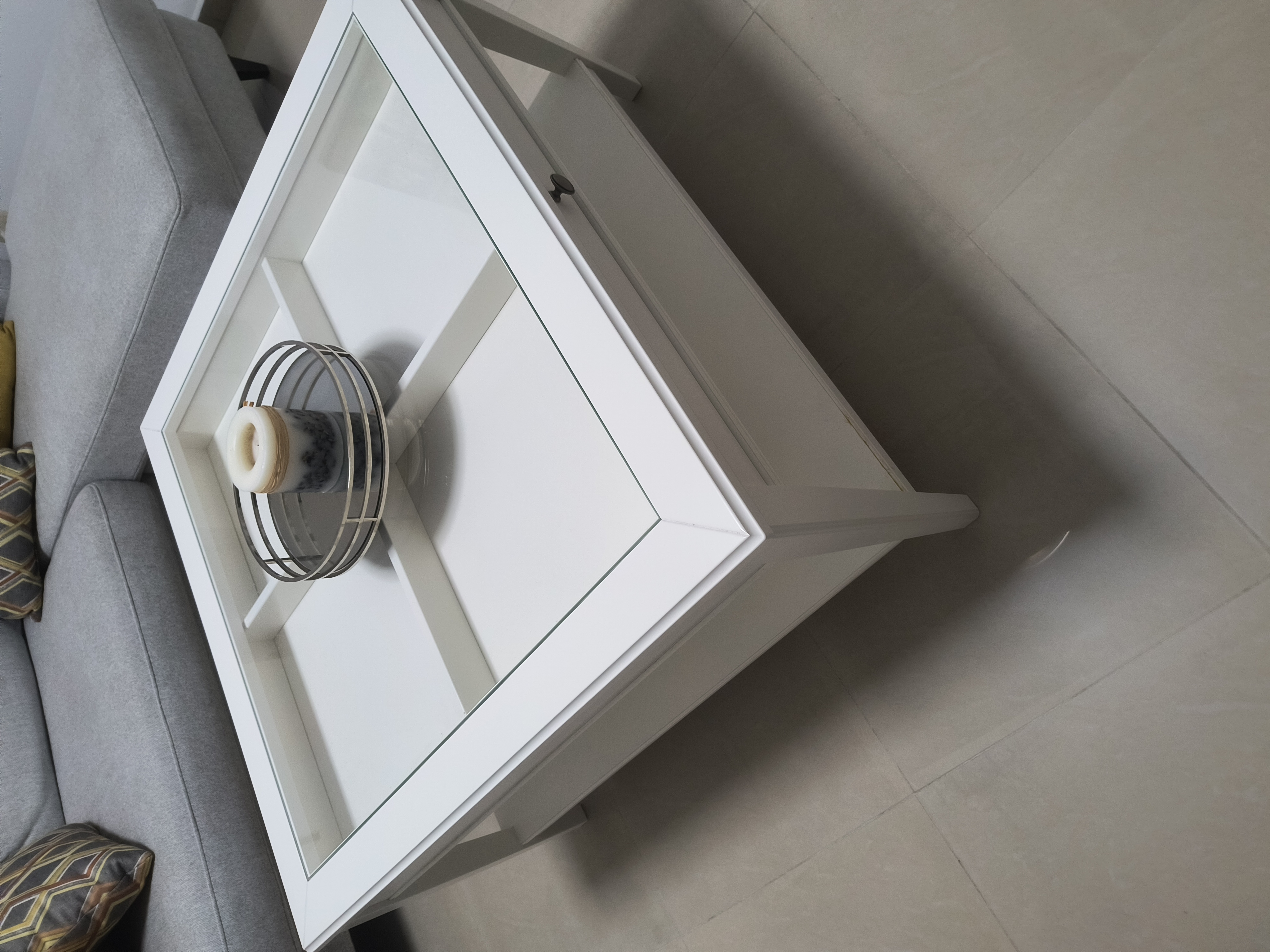 muebles y colchones - Mesa de centro color blanco con gavetas y cristal. 3