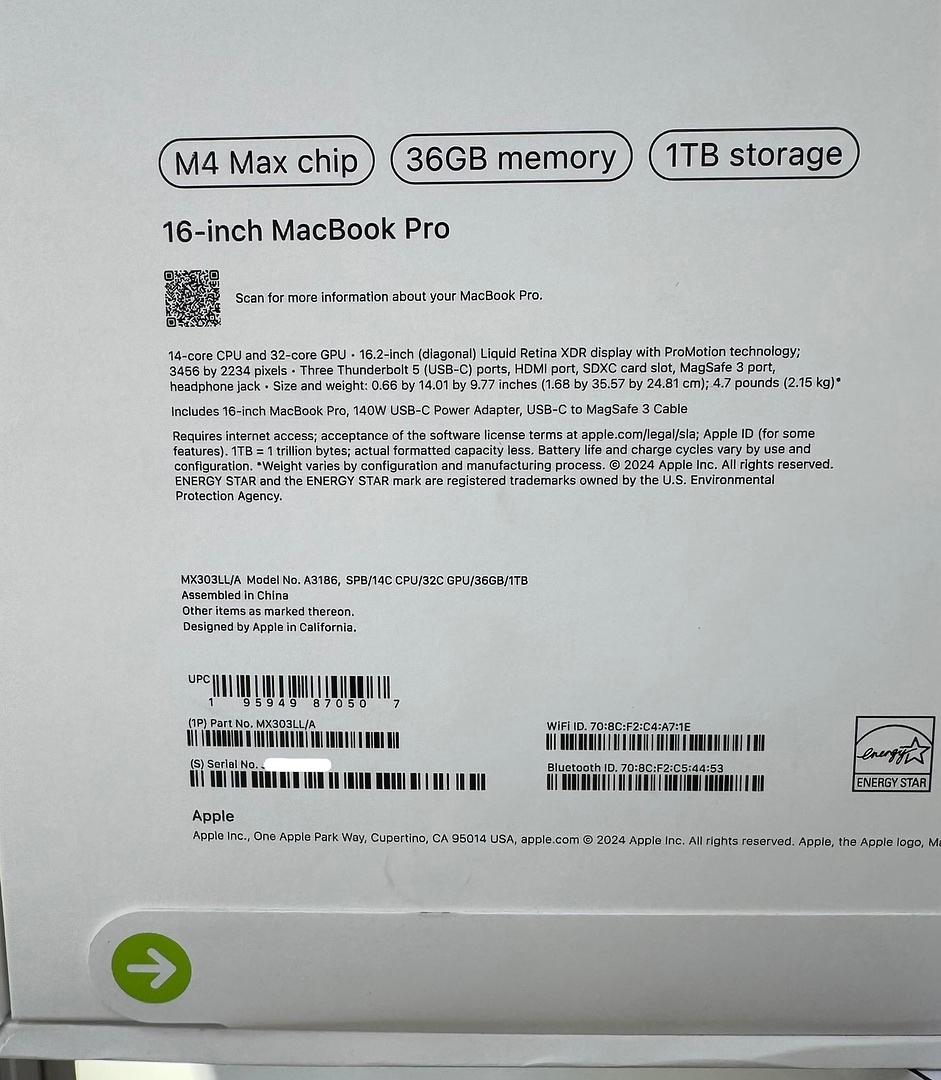 computadoras y laptops - MacBook Pro 16” M4 Max 48GB & 36GB RAM 1TB SSD Nuevas Selladas - Tienda física 6