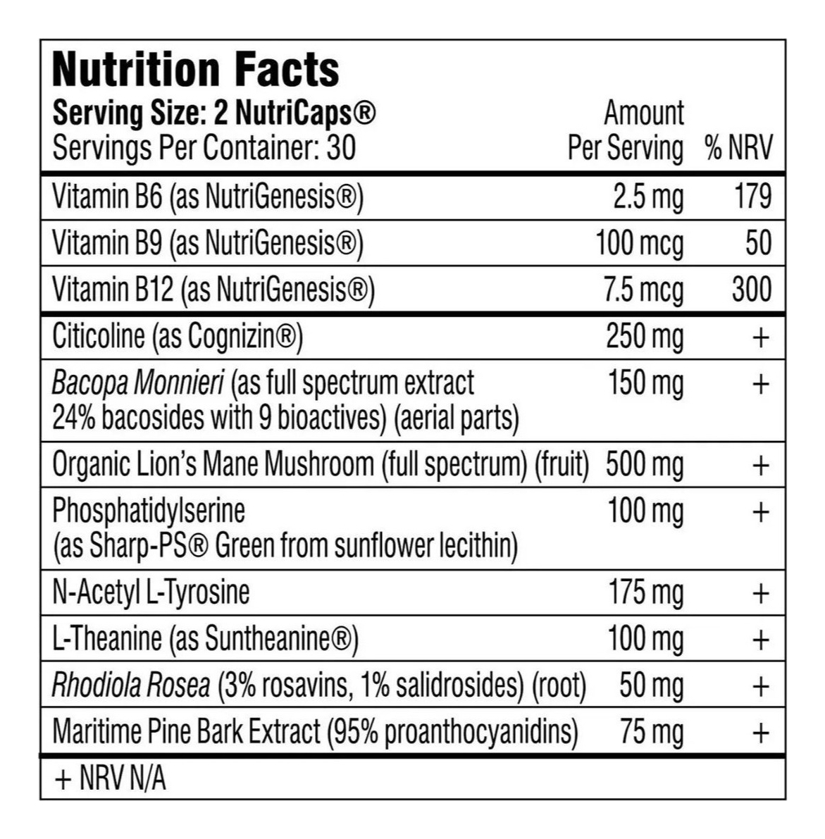Salud y Equipamiento Médico - Nootropico + Vitamina B9 60 Capsulas 1